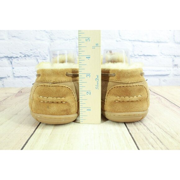 LL Bean Men’s Brown Suede Shearling Lined Moccasin Slippers Size 12 M - Picture 6 of 9